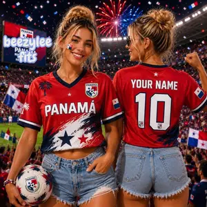 Panama Crop Top Jersey, Custom Name Number Soccer Shirt, Personalized Panama Football Fan Crop Top, Game Day Jersey, Panama Supporter Gift QOO
