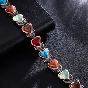 Women's Heart-Shaped Decorative Vintage Magnetic Bracelet Bangle