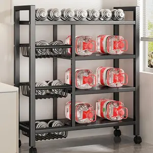 Adjustable 4 Tier Metal Shelf Movable Storage Organizer Rack With Wire Baskets Carbon Steel Cubby Shelf For Kitchen Pantry Garage Closet Bathroom Space Saving Durable Steel Shelving Unit Home Storage Essentials - Mount