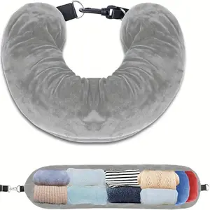 U-Shaped Fillable Travel Pillow, 1 Count Portable Pillow for Long Flights, Travel Essential for Women and Men