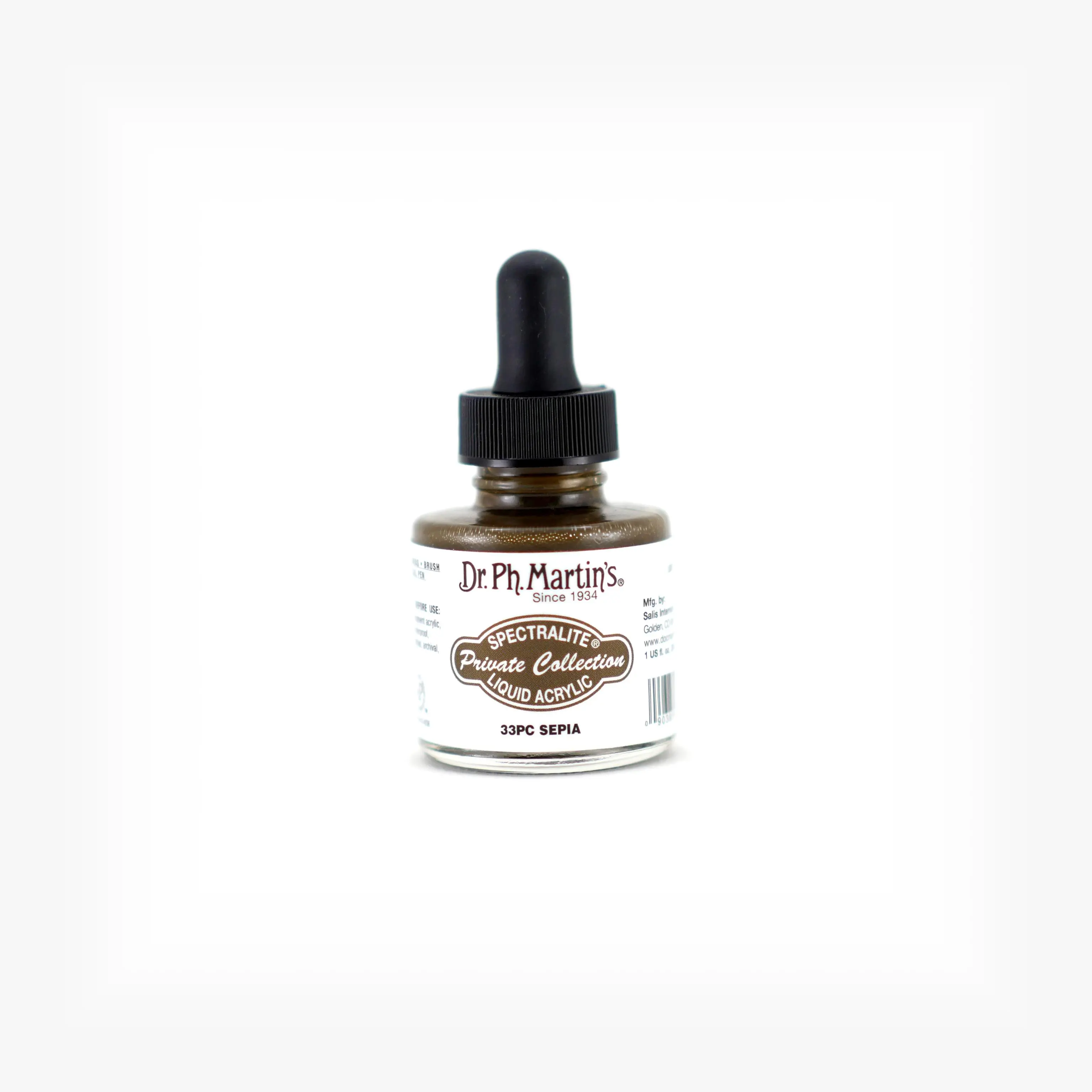 Dr. Ph. Martin's Spectralite Private Collection Liquid Acrylics (33PC) Arcylic Paint Bottle, 1.0 US fl oz, Sepia, 1 Bottle