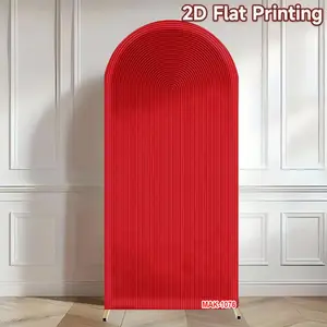 Red Ripple Arch Backdrop Cover 2-Sided Stretch Spandex Fabric for Wedding Birthday Party Baby Shower Decorations Background