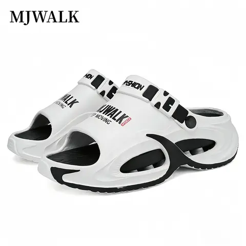 [MJWALK] Modest Men's Summer Open Back Ankle Slip-On Sandals - 5cm Heel, Soft Cushion Arch Support, Non-Slip EVA Sole, Quick Drying, Easy Clean, Durable Footwear, Flexible Slippers Shoe for Pool, Beach