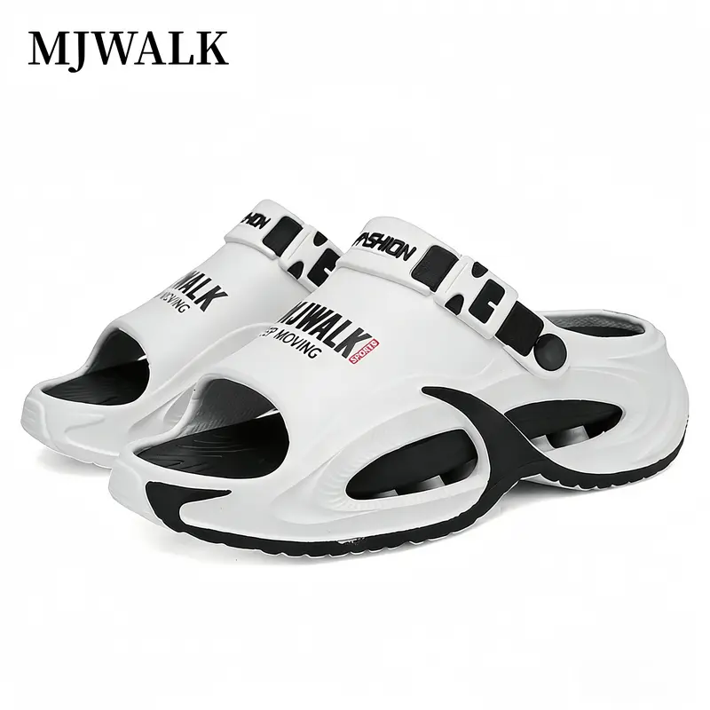 [MJWALK] Modest Men's Summer Open Back Ankle Slip-On Sandals - 5cm Heel, Soft Cushion Arch Support, Non-Slip EVA Sole, Quick Drying, Easy Clean, Durable Footwear, Flexible Slippers Shoe for Pool, Beach