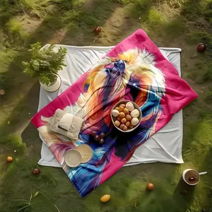 1 piece Colorful artistic style Schnauzer portrait themed flannel blanket - Flannel blanket with modern design, suitable for sofas and beds, all-season use, super soft and comfortable, digitally printed pattern, 100% polyester material, machine