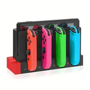 Ns Game Controller Charger Stand for Switch & Oled Models, Efficient Charging Solution, Supports Joy-Con Up to 4 Ports, Built-In Protection, Console Accessories