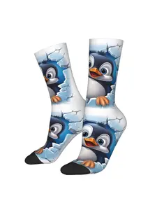 Drilling Wall Animals Penguin Sock Printed for Man Polyester