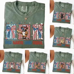 Comfort Colors Funny Patriotic Dog T-Shirt, Red White and Feral Graphic Tee, 50 Dog Breeds Design, USA 1776–2026 Independence Day Shirt, 4th of July Outfit, Dog Lover Gift for Men and Women, American Flag Theme - HARSIN