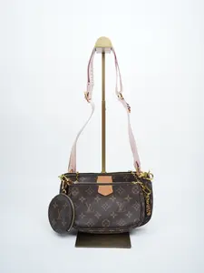 Pre-owned Louis Vuitton canvas Crossbody Bags Louis Vuittion Monogram Multi Pochette Accessories Rose Clair