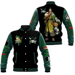 Rornoa Zoro Black Baseball Jacket, Baseball Varsity Jacket, Sporty Streetwear Look, Everyday Casual Jacket