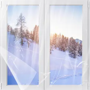 62×236in Window Insulation Kit for Winter Thicken Indoor 5-Window Plastic for Winterizing Clear Window Covering Shrink Film with Double-Side Tape to Keep Cold Out