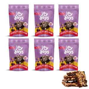 Joydays Peanut Chocolate Date Bark 6-Pack – Sweet & Salty Date Snack with Peanuts | Plant-Based, Dairy-Free Treat, Naturally Sweetened Dessert Bark