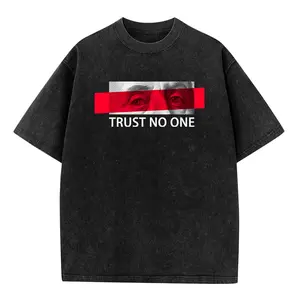 Easter Idea Street Attitude Trend Line: Acid-Washed Tee, Cotton Tee & Crewneck. Features "Franklin (Dollar) Eye+'TRUST NO ONE’" prints-trendy-attitudinal, ideal for street outings, daily wear, distinctive & comfy.