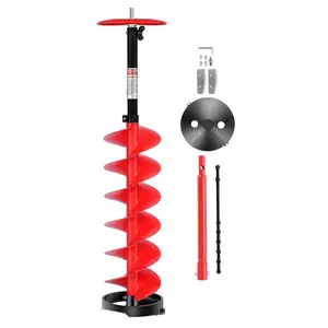 fathersdaygift VEVOR Ice Auger Drill Bit, 8in Diameter 39in Length, Cordless Nylon Ice Fishing Augers With Extra 13.4in Extension Rod, Drill Adapter, Top Plate and Blade Guard