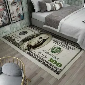 Creative Dollar Crystal Velvet Rug, Home Bedroom Bedside Mat, Cool Anti-Slip Foot Pad, Living Room Sofa Edge Non-Slip Blanket