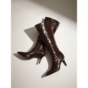 Cider POINTED TOE STILETTO KNEE HIGH BOOTS