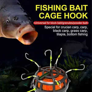 Upside-Down Fishing Cage Hooks with ISEAMA Hooks - Flip Explosion Hook for Bottom Fishing, Suitable for Cube Bait, Surf Casting & Rock Fishing Pre-Rigged Soft Fishing Lures Set