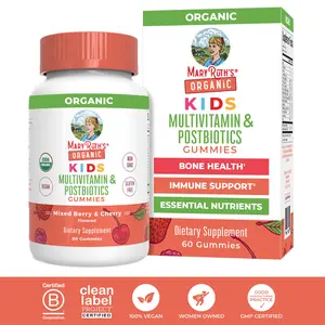 MaryRuth's USDA Organic Kids Multivitamin & Postbiotics Gummies - Multivitamin for Kids with Lactobacillus Rhamnosus - Vegan - Non-GMO - 60 Count