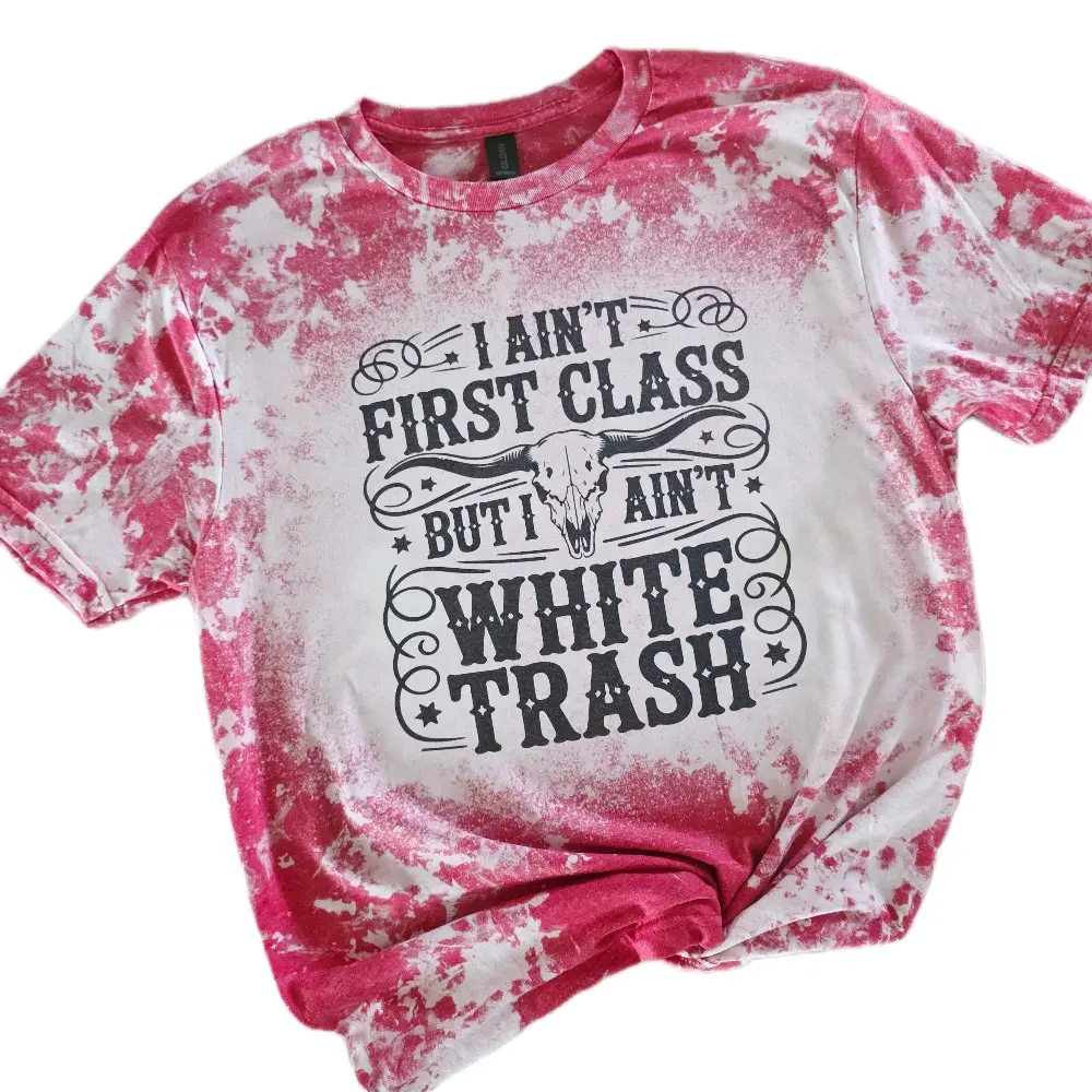 I Ain't First Class Sublimation Bleached Tee Unisex Softstyle Tshirt with Unique Sublimation Design & Bleached Effect for Casual Wear