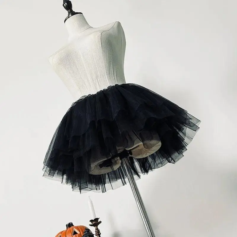 Ultra Short Petticoats Lolita Cosplay Crinoline Lady Girls Underskirt  Petticoat for Party White Black Ballet Dance Skirt Tutu