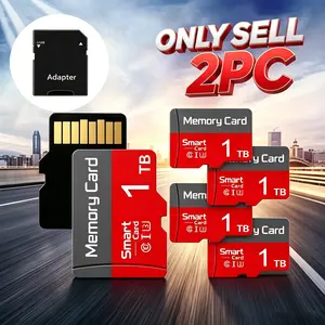 2 Complete Sets 1TB MicroSDXC Card with Adapter, Durable SD Memory Card for Car Audio & Dash Cams, Micro TF SD Cards for Surveillance Cameras, Micro SD Card for Mobile Phones, SD Card for PC & Data Storage