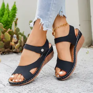 Women's Open-Toe Platform Sandals with Thick Comfort Wedge Sole & Patterned Design Versatile Summer Slide Shoes for Beach Vacation and Daily Wear