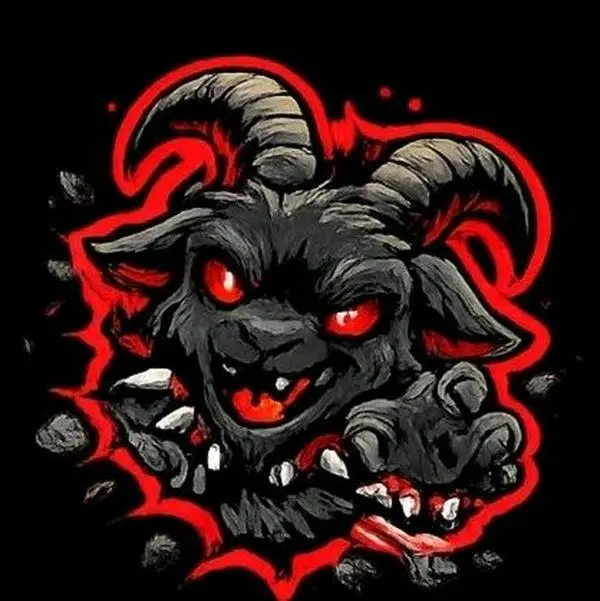 Evil Goat Stickers #2 6 Pack - Bold Red Eyes & Sharp Teeth Design for Unique Decor