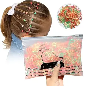 Children Colorful Disposable Hair Ropes Tough Rubber Material Various Styles Enough Quantity Daily Hair Fixing Accessories
