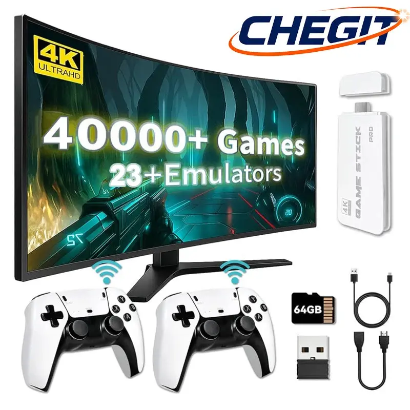 M15 Built-in 3/40000+ Retro Games 4K TV Game Stick 64GB Console with Retro Game Stick with 20000 Classic Games
