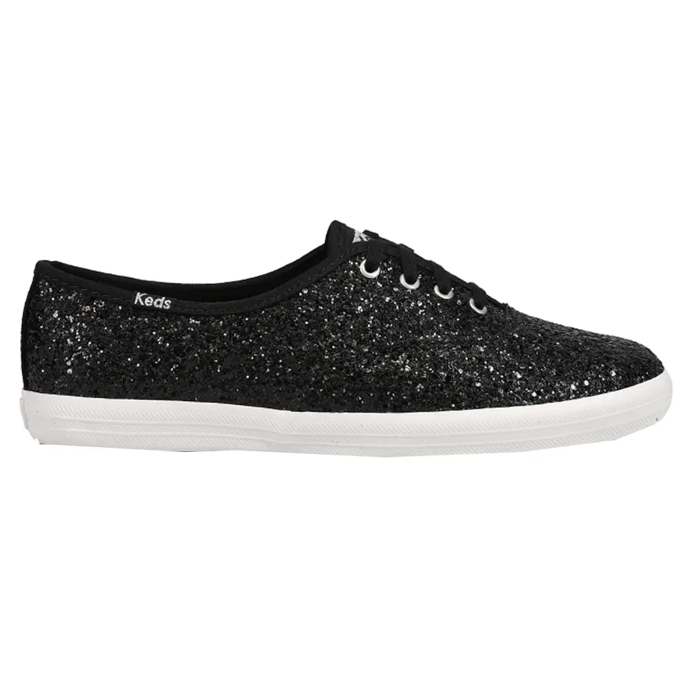 Keds Womens Champion Glitter Celebrations Lace Up Sneakers Shoes Casual - Black