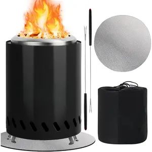 9.7 x 7.1 Inch Tabletop Fire Pit by , Low Smoke Camping Stove for Outdoor Safe Burning Firepits, Fueled Pellets or Wood, Travel Bag Included (9.7 x 7.1 INCH)