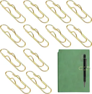 12Pcs Metal Pen Clip for Notebook, Portable Pen Holder Clip Pencil Clip, Multi Function Paper Clip Pen Holder Pen Paper Clip Bookmark Stationery Tool Office Supplies for Notebook Journals, Gold HINGTAI
