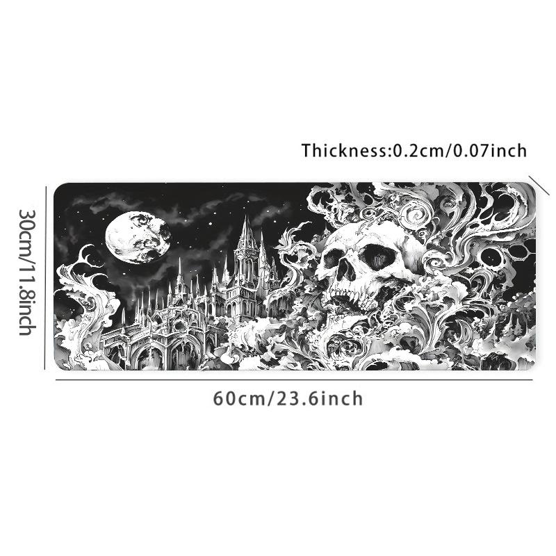 Extra Large Gothic Moon & Skull Mouse Pad Dark Fantasy Gaming Desk Pad 35x16 Inch Computer Keyboard Mousepad with Non-Slip Rubber Base Durable Stitched Edge Perfect Gift for Home and Office Gaming Desk Accessory