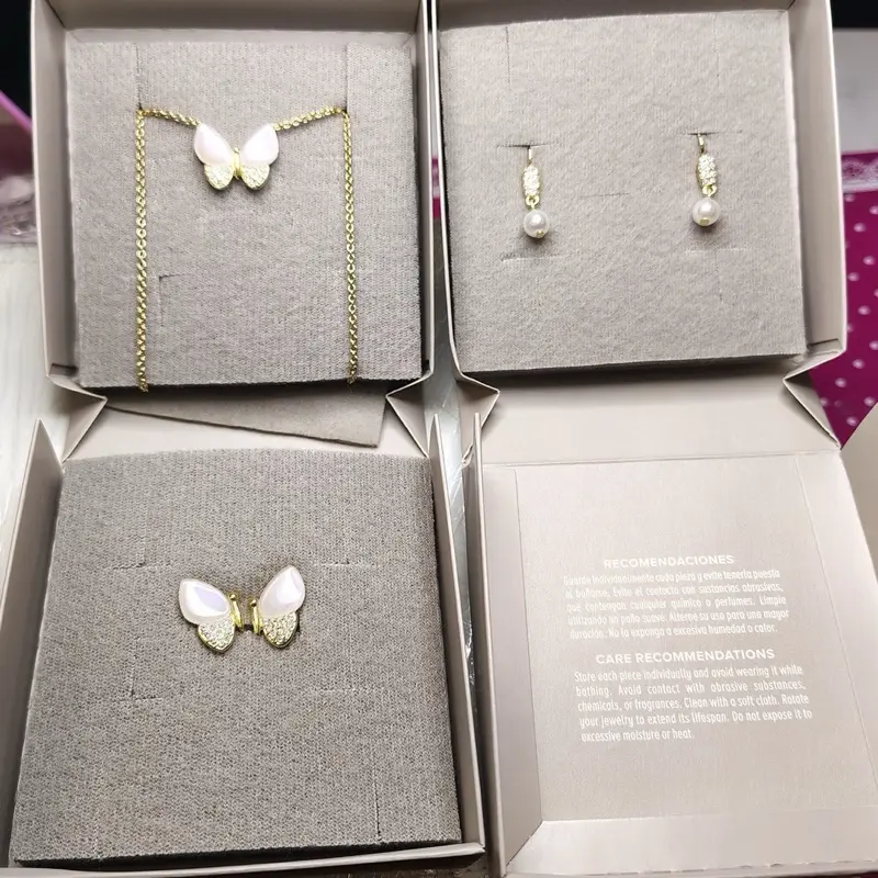 Opalina Butterfly Collar Necklace & Earrings Set for Women 13 Years Old Gold Plated Fashion Jewelry Gift