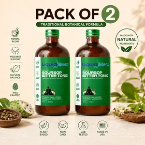 Soursop Bitters with Moringa & Turmeric 2-Pack | Herbal Liquid Tonic — Soursop Leaf, Moringa, Turmeric, Ginger, Sea Moss & Maca | Non-GMO, Vegan, USA-Made (2x 16 fl oz)