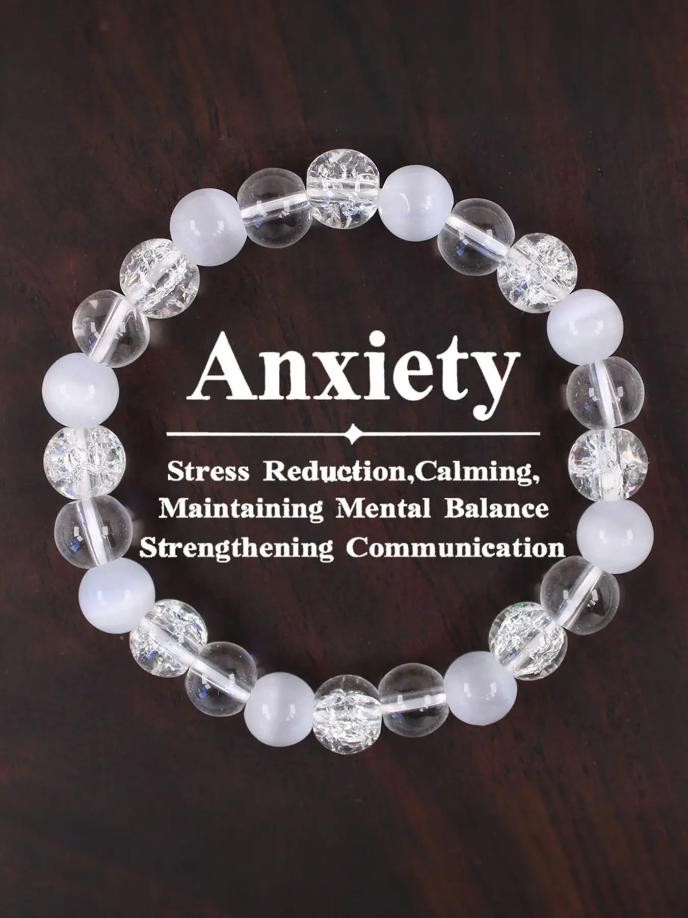 Anxiety Relief Bracelet, Stress Reduction & Calming Crystal for Mental Balance, Stone for Clear Communication & Emotional Stability, Healing Crystal Bracelet, Healing Crystal Jewelry