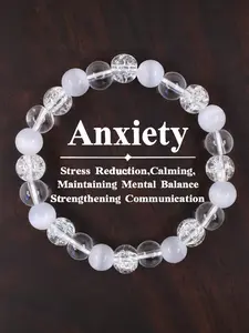 Anxiety Relief Bracelet, Stress Reduction & Calming Crystal for Mental Balance, Stone for Clear Communication & Emotional Stability, Healing Crystal Bracelet