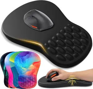 Ergonomic Mouse Pad with Wrist Support - Gel Memory Foam Mouse Mat for Computer Keyboard & Laptop - Non-Slip Base, Pain Relief for Home Office & Gaming - Black