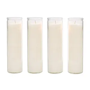 Brilux Classic White Candles in Glass, Set of 4, 8-INCHES Tall