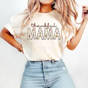Comfort Colors Fall Mama Shirt, Thanksgiving Mom Shirt, Thankful Mama Shirt, Floral Mom Tee, Mama Tee, Women's Autumn Cottagecore
