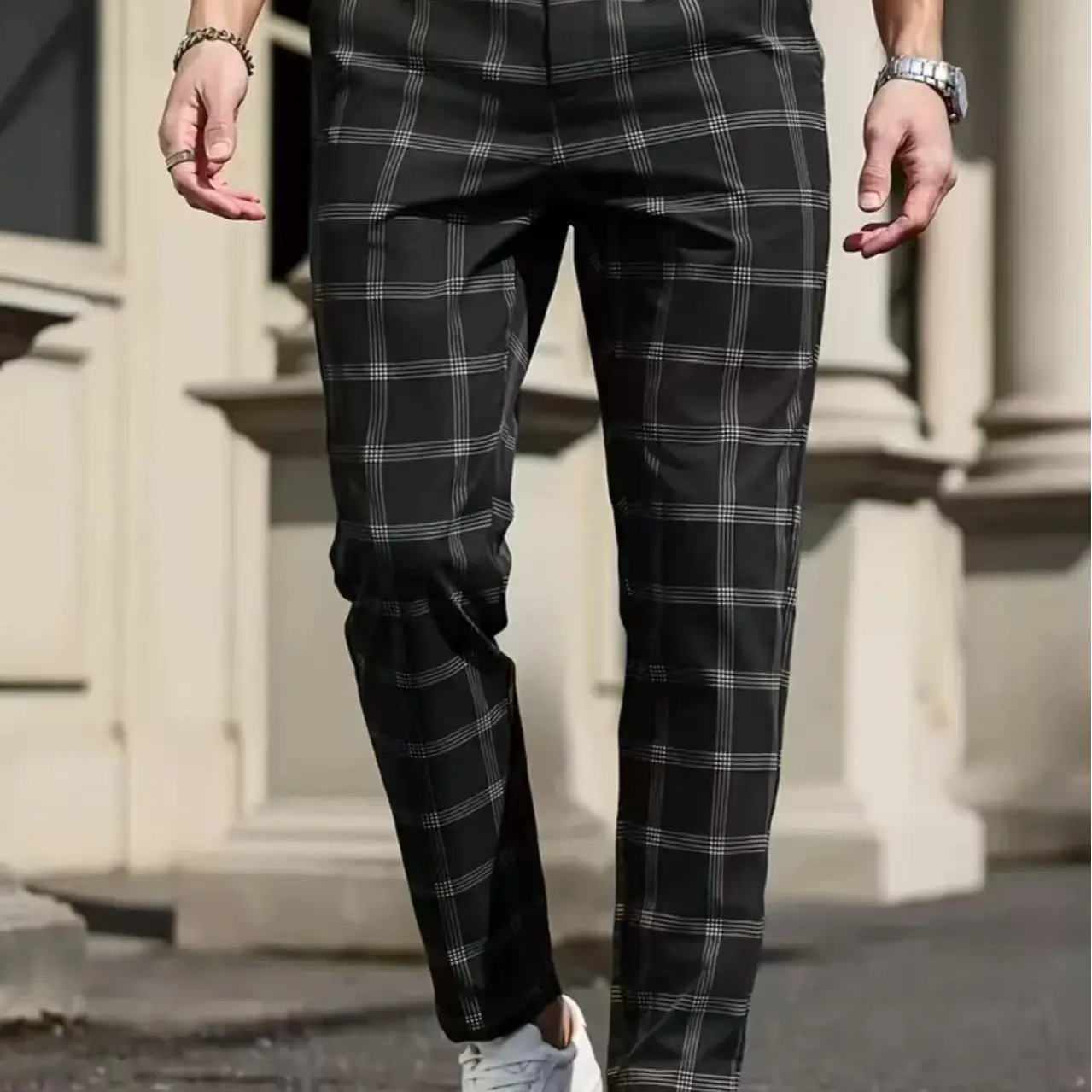 Plaid Casual Straight Pants - Comfortable & Stylish for Everyday Wear - Perfect for Spring & Fall - Versatile Design for Casual Outings