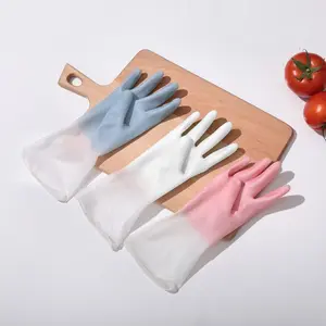 Rubber Cleaning Dishwashing Kitchen Gloves - 3 Pairs of Colorful Dishwashing Gloves, Reusable Rubber Gloves for Dishwashing