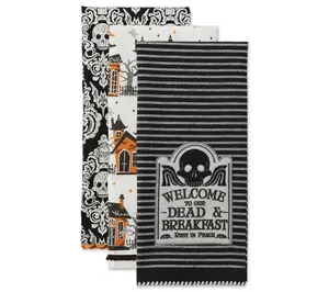 Design Imports Set of 3 Haunted Hallow Kitchen Towels