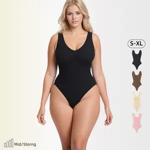 Women’s Seamless V Neck Shaper Jumpsuit, Sleeveless Corset Bodysuit, No Padding Invisible Shapewear, Full Body Tummy Control Slimming Fashion Bodysuit & Seamless Tummy Control Camisole faja body shaperwear Ribbed Dusty Rose Bra Compression Womenswear