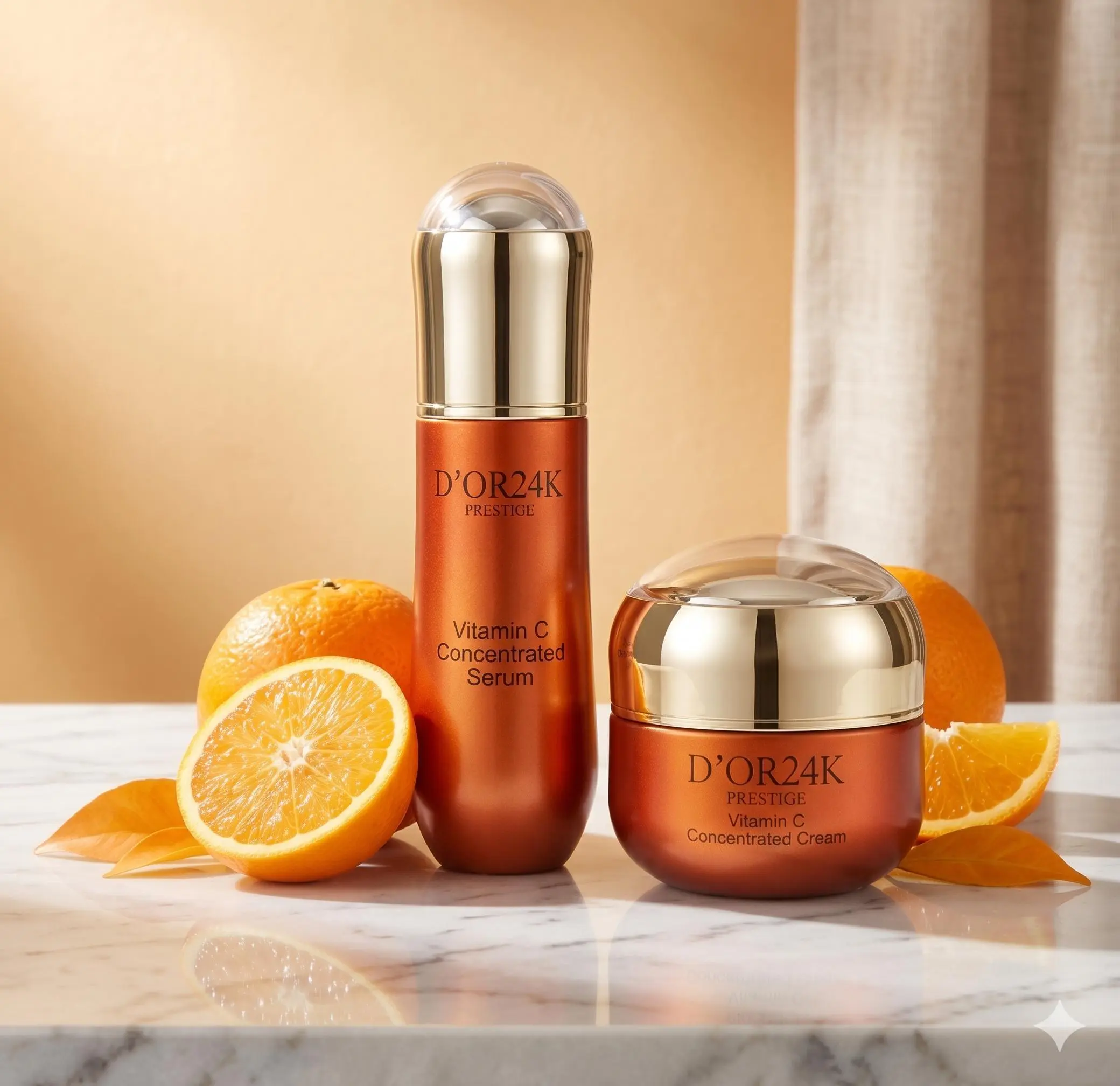 24K D'or Vitamin C Duo - 1X D'or 24k Vitamin C Concentrate Serum 1X D'or 24K Vitamin C Concentrate Brightening Cream, Skin Care Products, Skin Brightening Kit