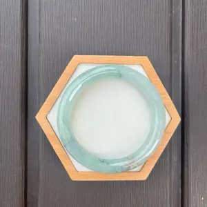 25061-RM Certified Untreated Grade A Jade Bracelet｜Princess Round Bangle 55.6mm (Green)