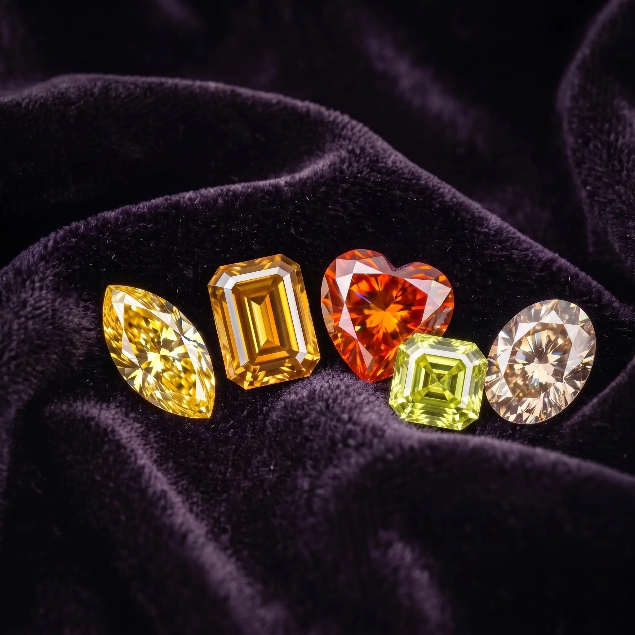 【Yellow & Orange & Champagne Collection】Colorful Moissanite｜Multiple Colors, Shapes & Carat Sizes｜Brilliant Sparkle & Vivid Fire｜Dazzling Rainbow Colors, Various Cuts & Sizes for Jewelry