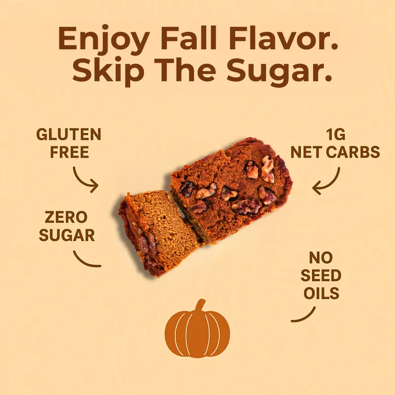 BochaSweet Keto Pumpkin Spice Walnut Bread – Sugar-Free, Soft, Moist, Gluten-Free 12 oz Loaf (Approx. 6"x 3"x 2") | Cozy Fall Flavor | BochaSweet