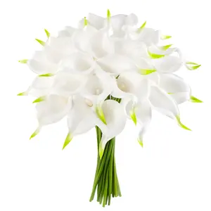 Floral Kingdom Real Touch Latex Calla Lily Bunch Artificial Spring Flowers for Home Decor, Wedding Bouquets, and centerpieces (Pack of 20)