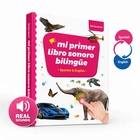 Spanish-English Bilingual Sound Book - Unisex Toddler Toys, Kids Learning Materials for 1-6 Years, 300+ Word Sounds, 13 Themes & Animals, Interactive Educational Language Tool, Gift for Kids,familyfun